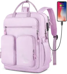 Mancro Laptop Backpack for Women, 15.6 Inch Backpack with USB Charging Port, Large Travel Backpacks for Women, College Backpack Gifts Laptop Backpacks, Purple