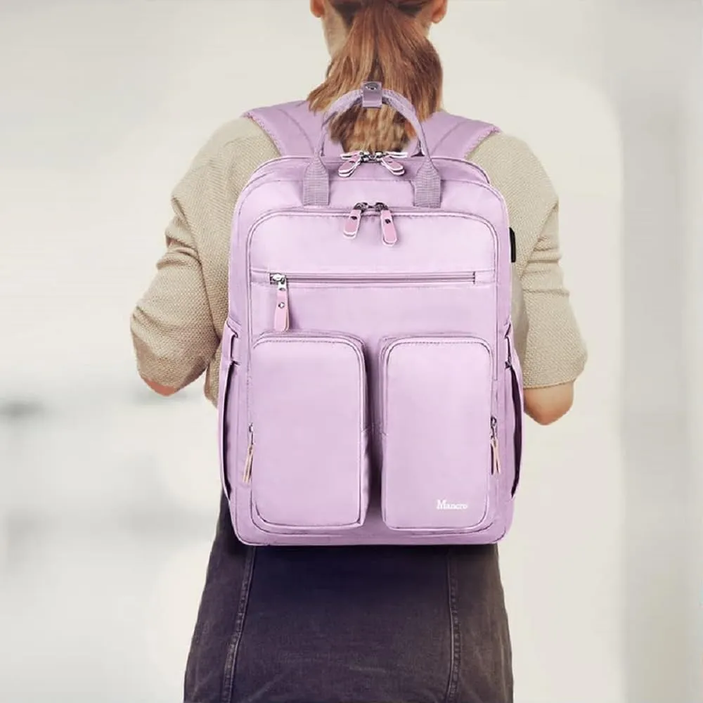 Mancro Laptop Backpack for Women, 15.6 Inch Backpack with USB Charging Port, Large Travel Backpacks for Women, College Backpack Gifts Laptop Backpacks, Purple