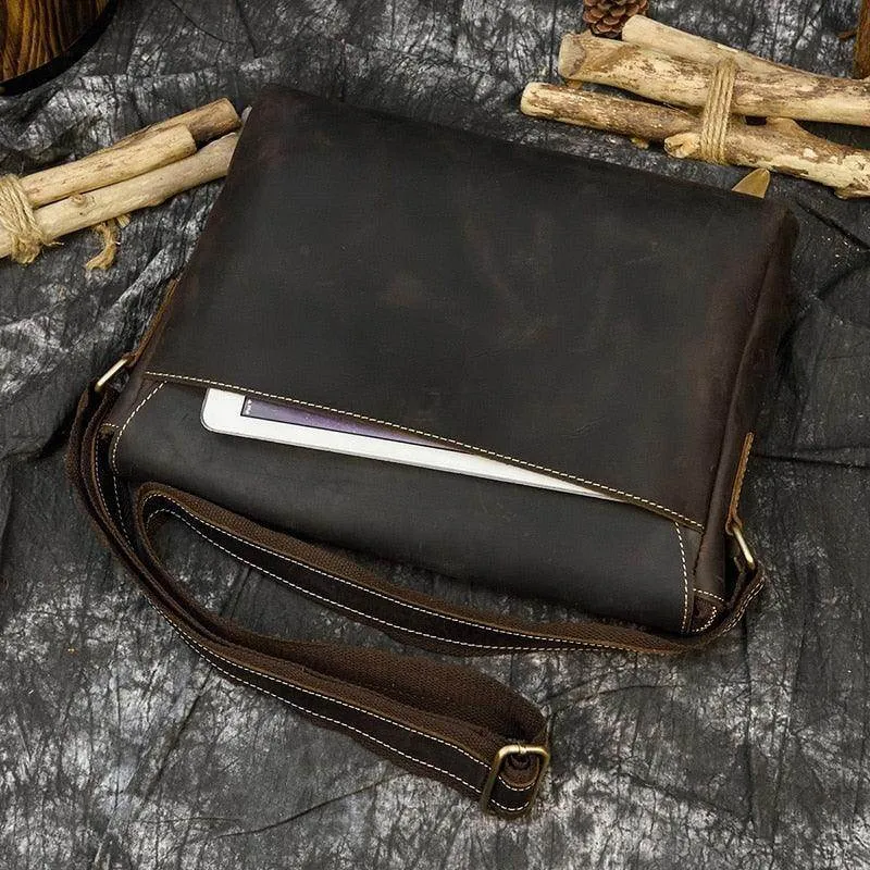 Mens Leather Bags Crossbody Shoulder Messenger Bags