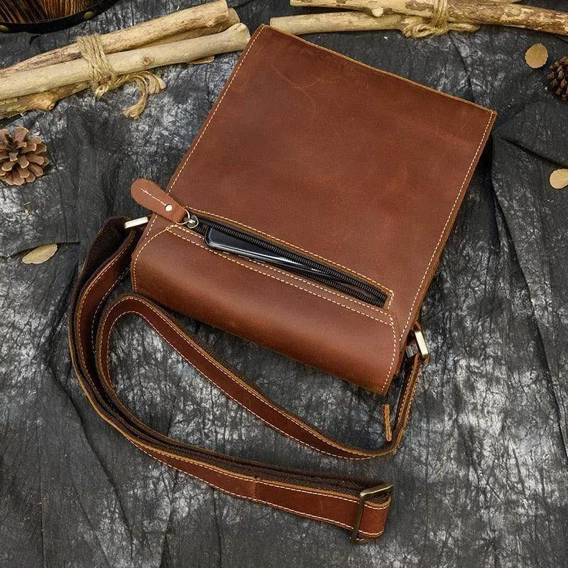 Mens Leather Bags Crossbody Shoulder Messenger Bags