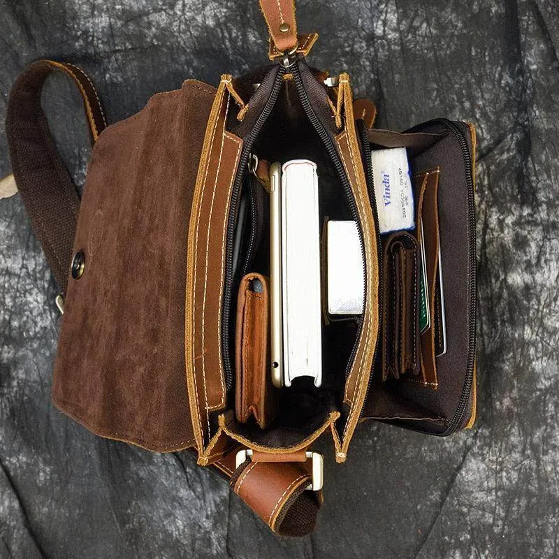 Mens Leather Bags Crossbody Shoulder Messenger Bags