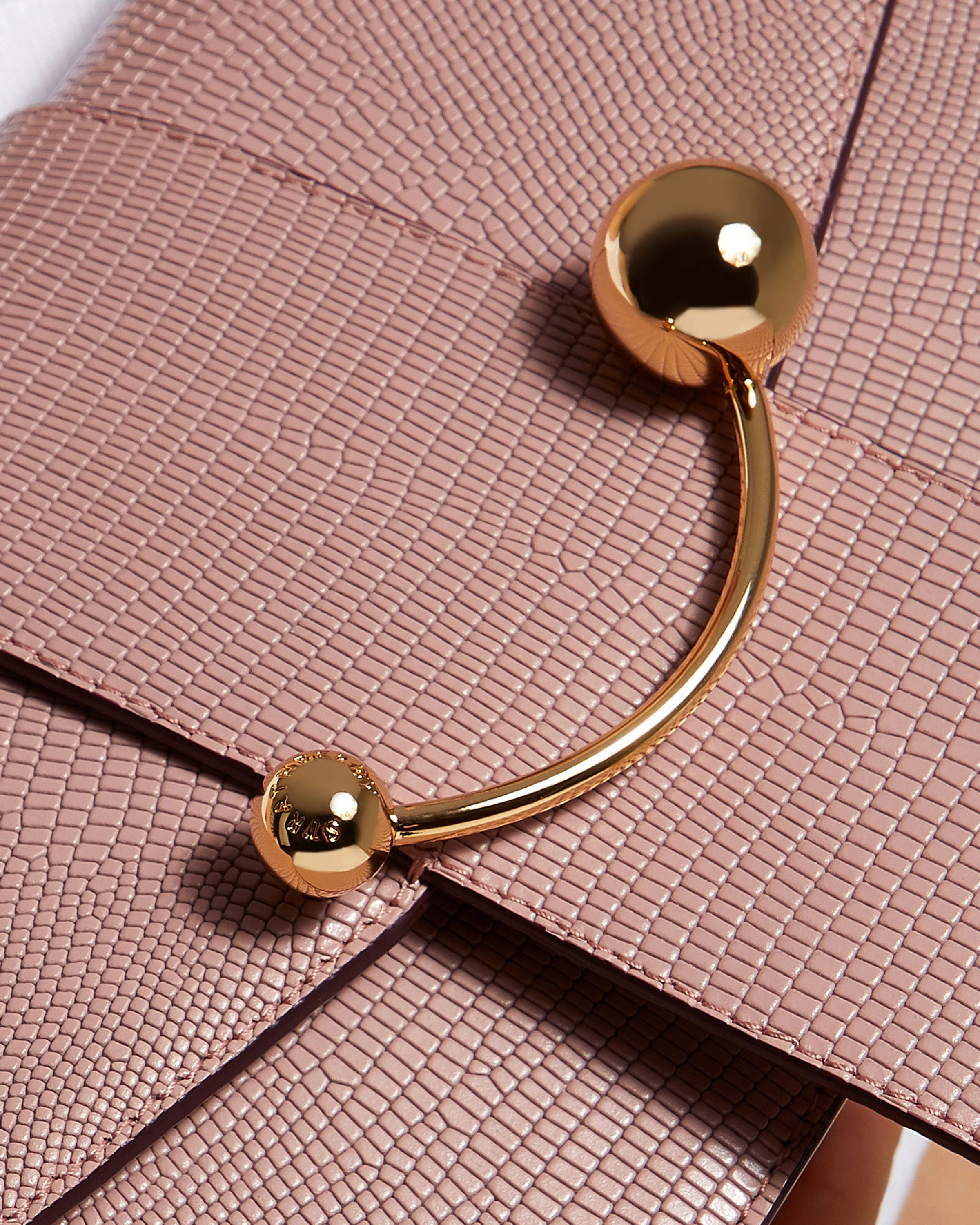 Mini Crescent - Lizard-Embossed Leather Blush Rose