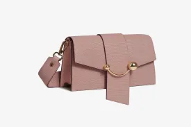 Mini Crescent - Lizard-Embossed Leather Blush Rose