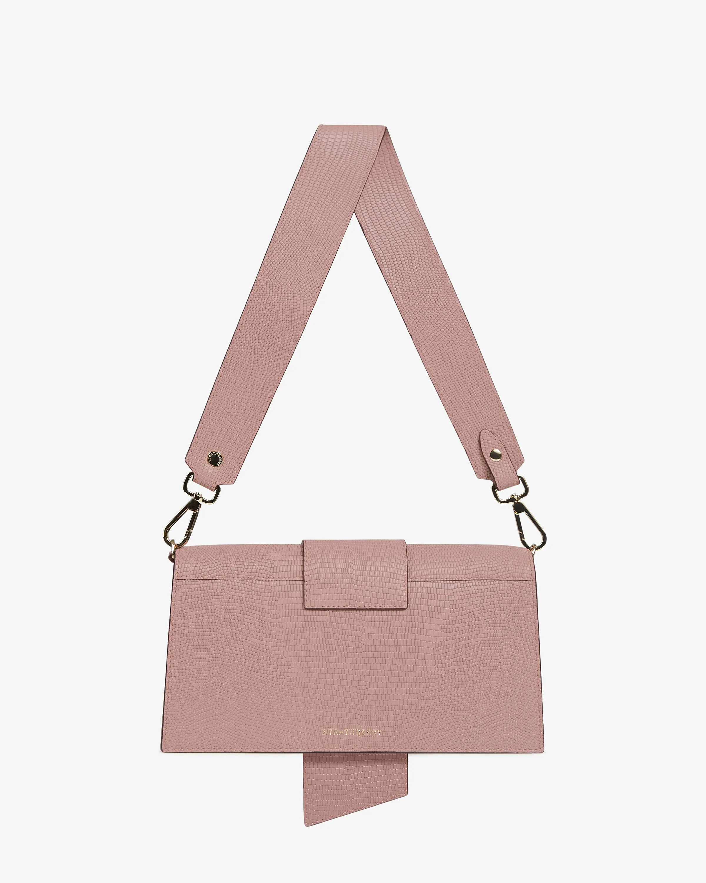Mini Crescent - Lizard-Embossed Leather Blush Rose