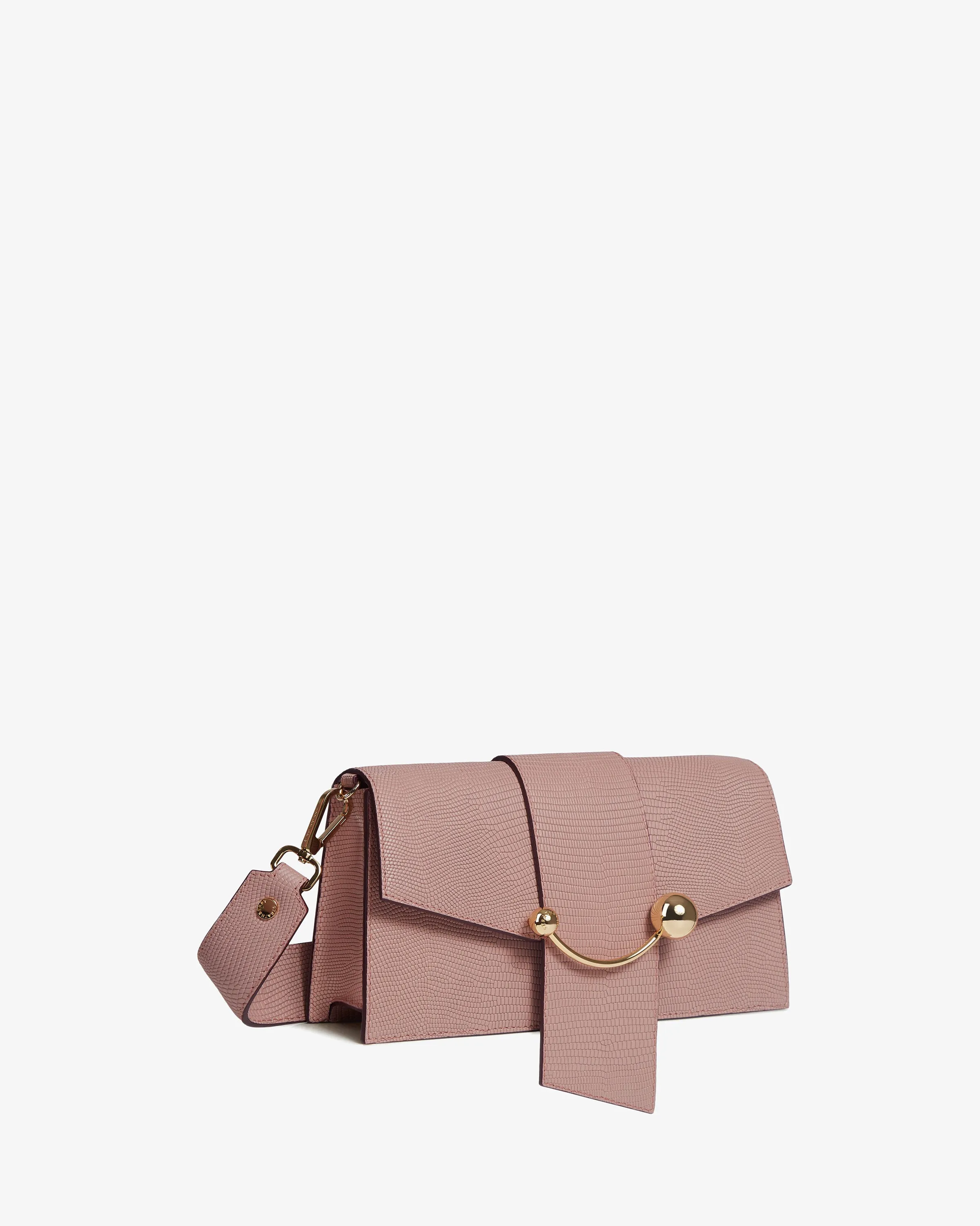 Mini Crescent - Lizard-Embossed Leather Blush Rose