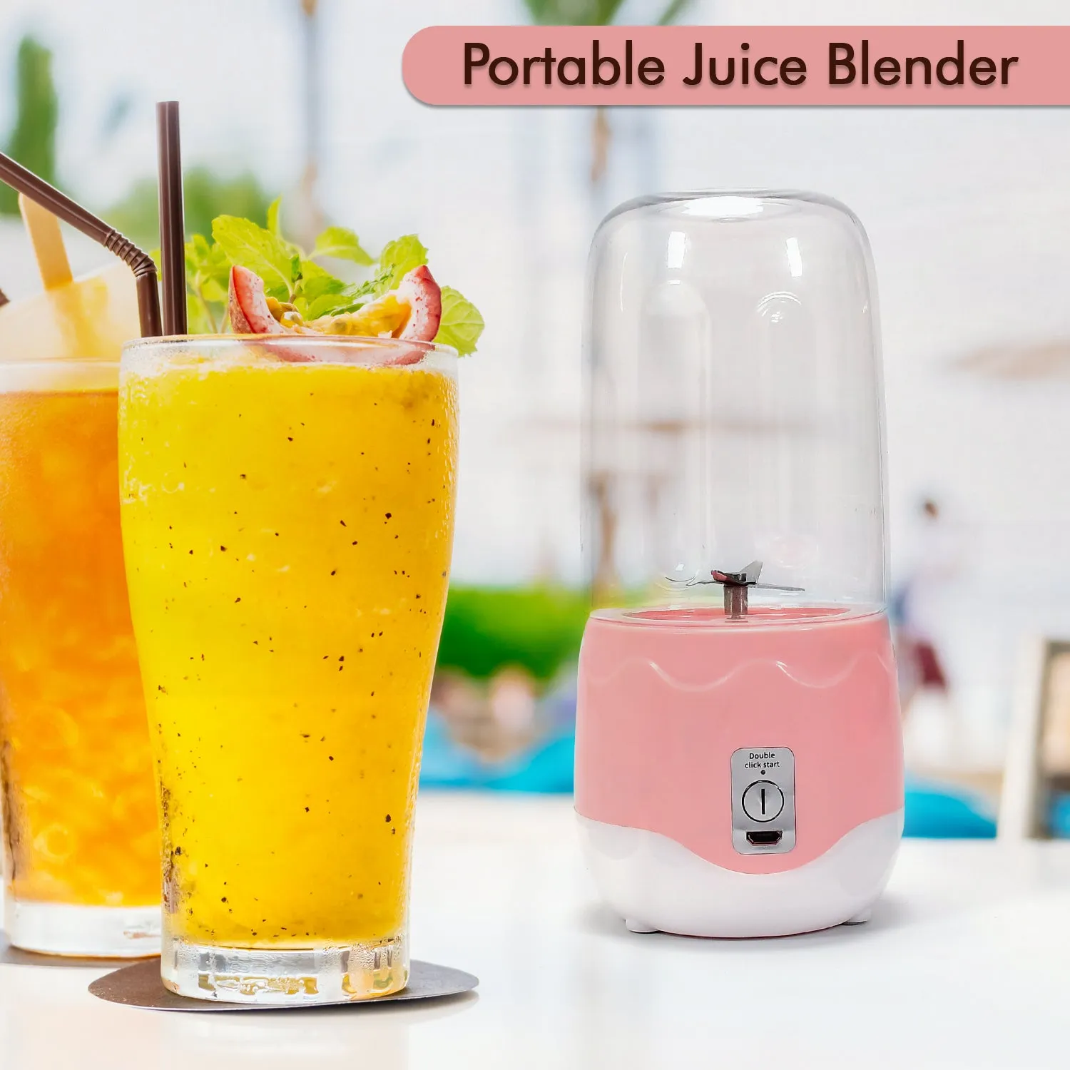 Mini Handheld Juicer & Blender with 4 Blades
