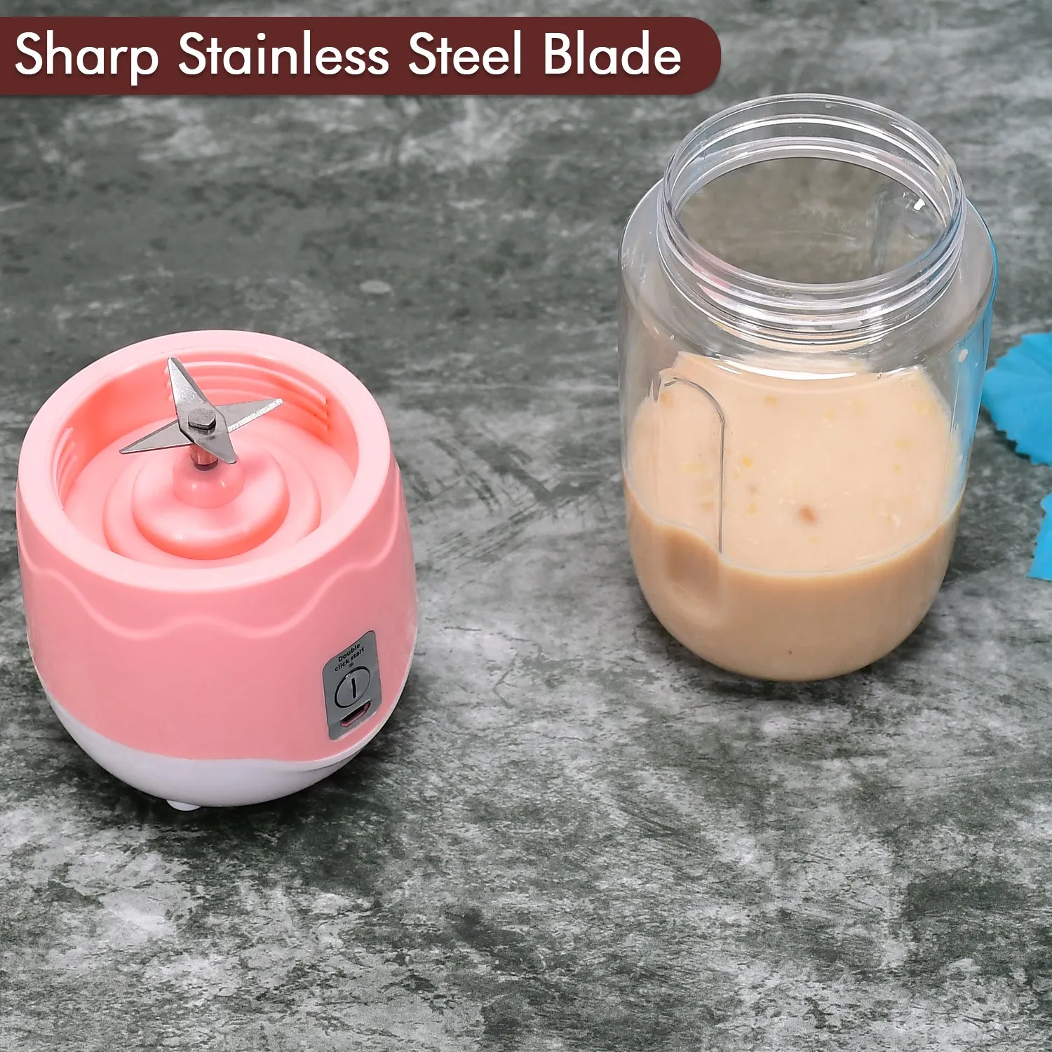 Mini Handheld Juicer & Blender with 4 Blades