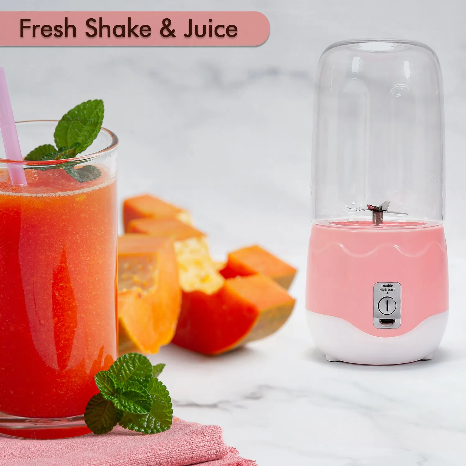 Mini Handheld Juicer & Blender with 4 Blades