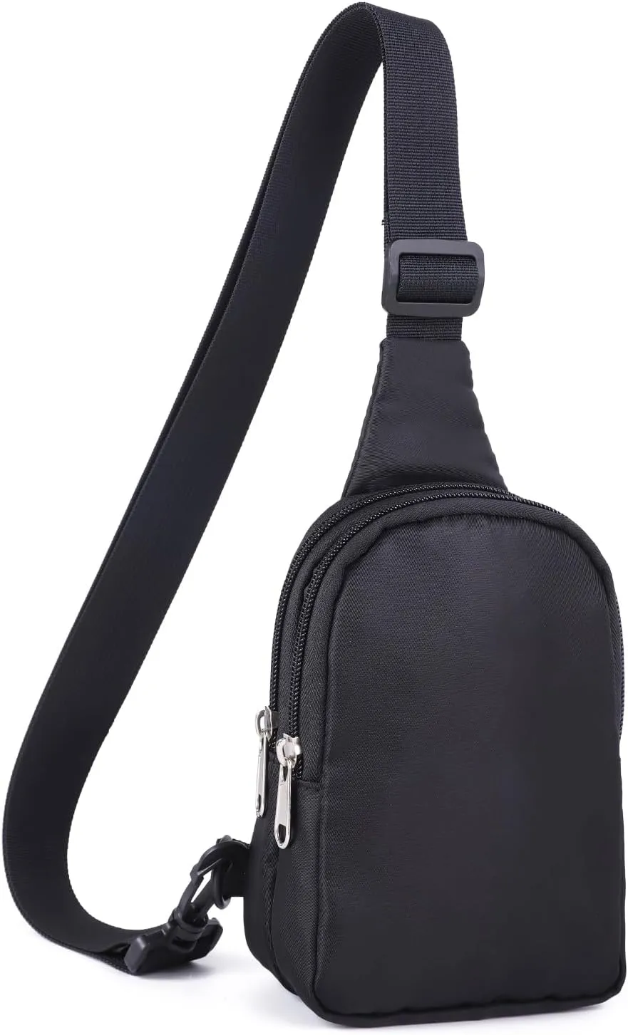 Mini Sling Bag, Casual Crossbody Bags for Women, Fanny Pack with Adjustable Strap, Black