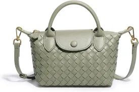 Mini Small Size Braided Luxury Leather Women's top Handle Handbag Fashion Travel Daily Satchel
