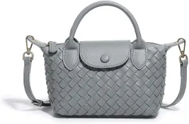Mini Small Size Braided Luxury Leather Women's top Handle Handbag Fashion Travel Daily Satchel