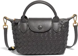 Mini Small Size Braided Luxury Leather Women's top Handle Handbag Fashion Travel Daily Satchel