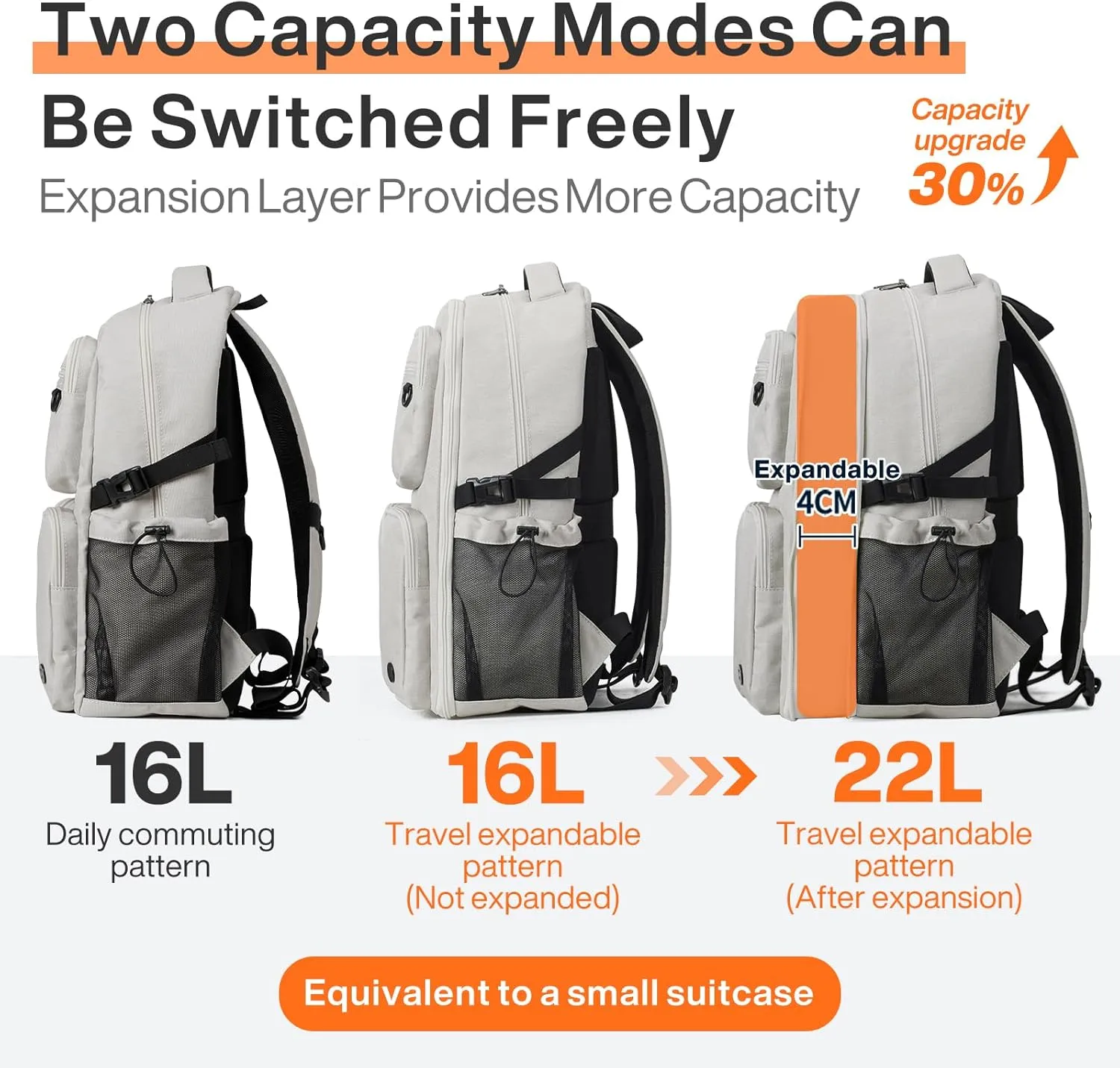 mixi Large Capacity Travel Laptop Backpack, Lightweight Durable College Bookbag Men Woman 15.6" Computer Bag, Water Resistant Outdoor Hiking Backpacks With Multifunction Pockets, 17 Inch Expandable