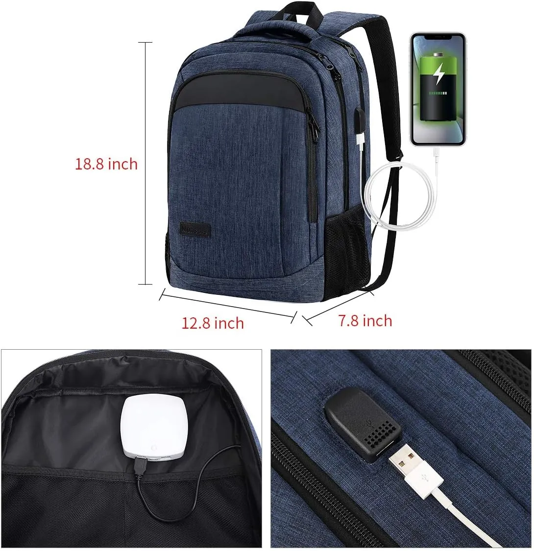 Monsdle Travel Laptop Backpack Anti Theft Backpacks with USB Charging Port, Business Work Bag 15.6 Inch College Computer for Men Women, Blue