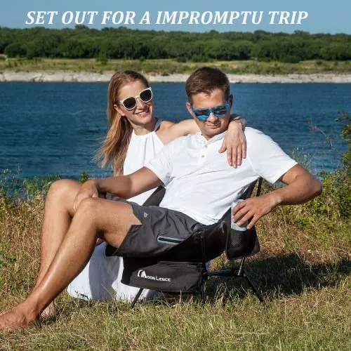 MOON LENCE Camping Chair, Compact Backpacking Chair, Portable Folding Chair, Beach Chair with Side Pocket, Lightweight, 400 lbs, Heavy Duty for Backpacking, Hiking