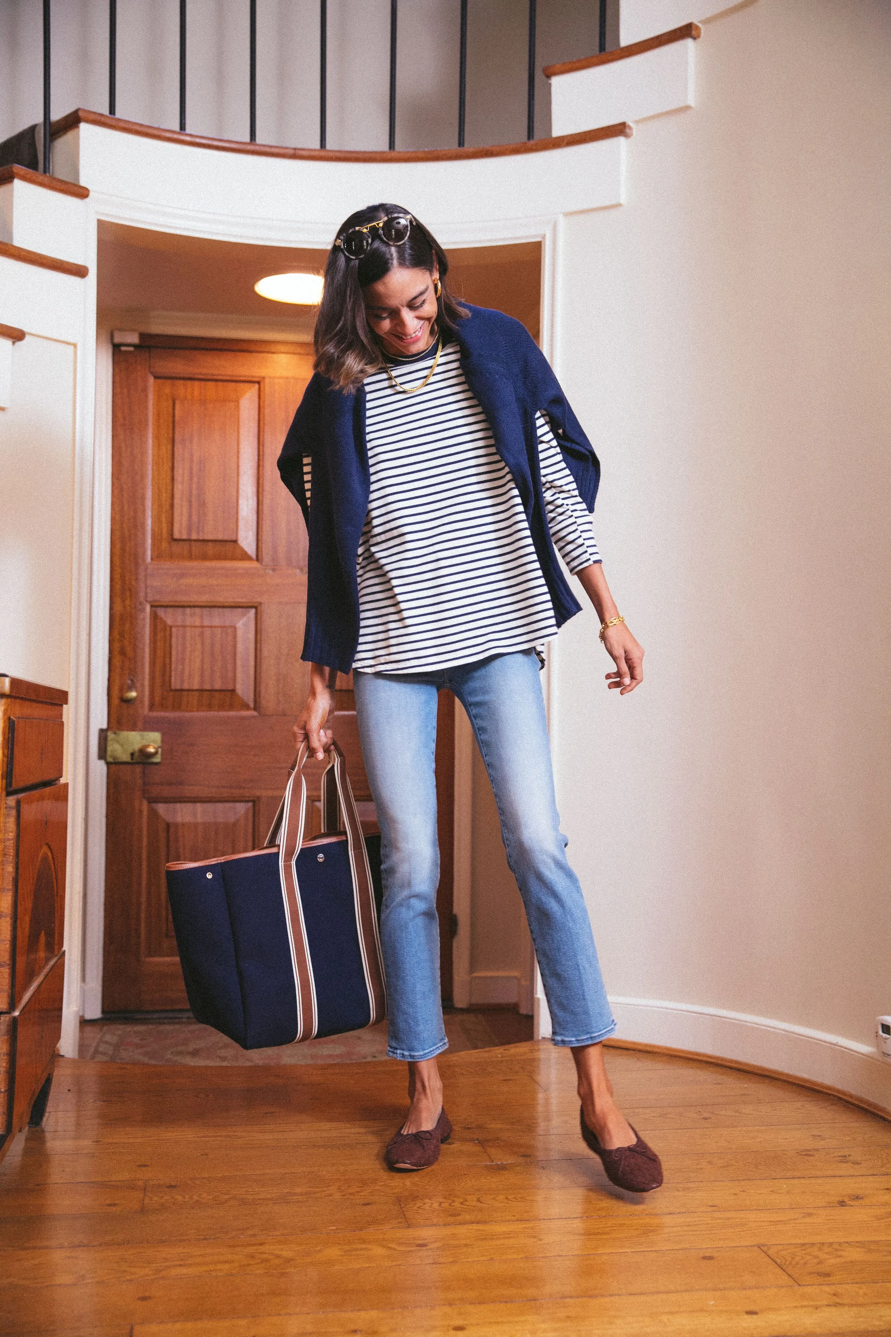 Navy Traversee L Flannel Cruise Tote