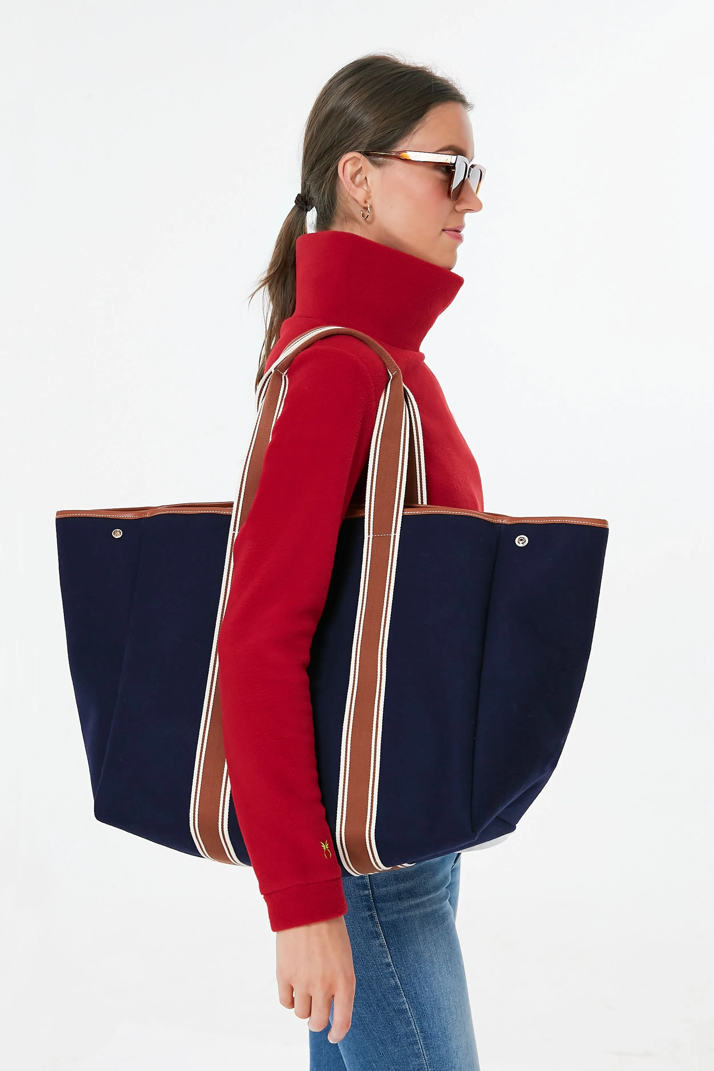Navy Traversee L Flannel Cruise Tote
