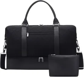 Oeihuivt Weekender Bags for Women - 21 Inch Large Travel Duffel Bag 2-Piece Set with Shoe Compartment, Heavy-Duty Canvas & Leather Carry On Overnight Tote (Airplane Approved)