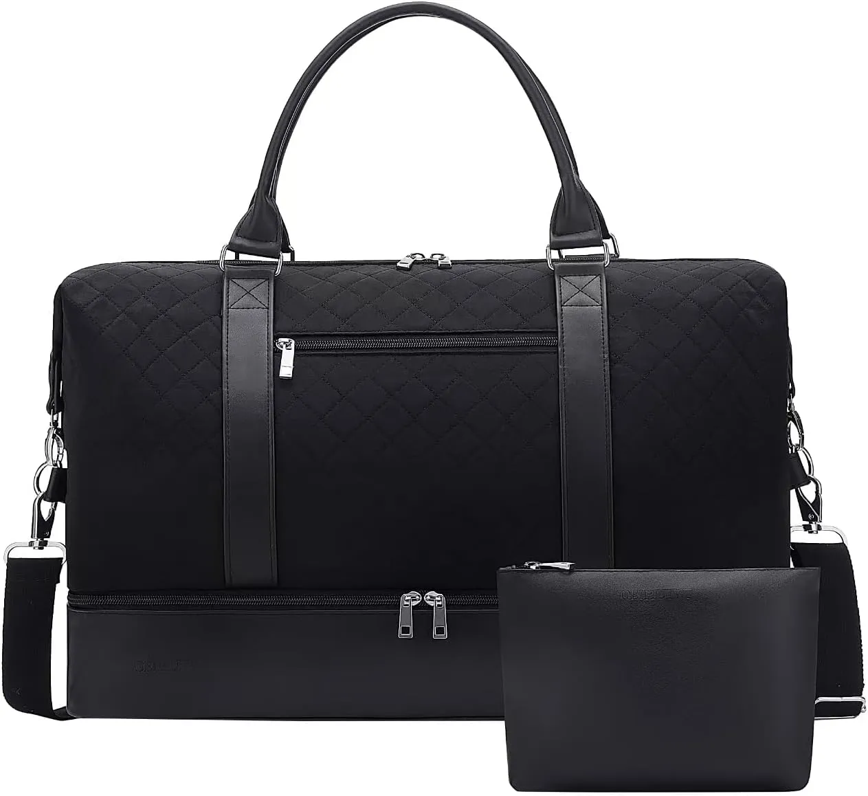 Oeihuivt Weekender Bags for Women - 21 Inch Large Travel Duffel Bag 2-Piece Set with Shoe Compartment, Heavy-Duty Canvas & Leather Carry On Overnight Tote (Airplane Approved)