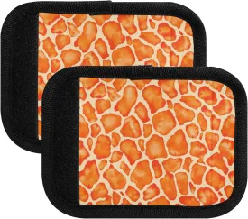 Orange Giraffe Skin African Velcro Luggage Handle Wrap Suitcase Tags Identifiers Handle Cover Colorful Luggage Tags Unique Marker, 4 Pack
