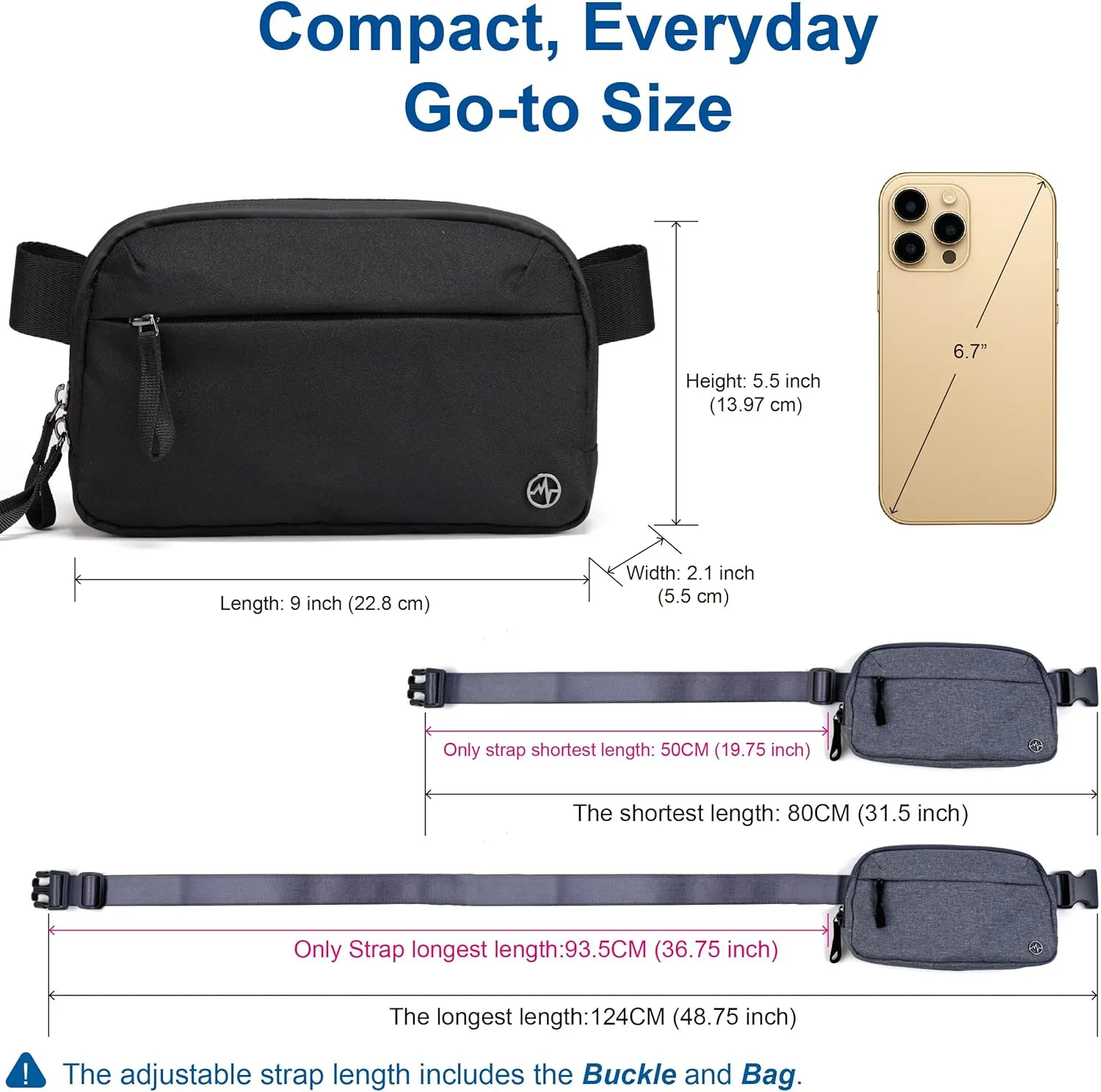 Pander Crossbody Sling Bag for Travel, Outdoor, and Everyday Use  Adjustable Strap, Lightweight Shoulder Bag, Black