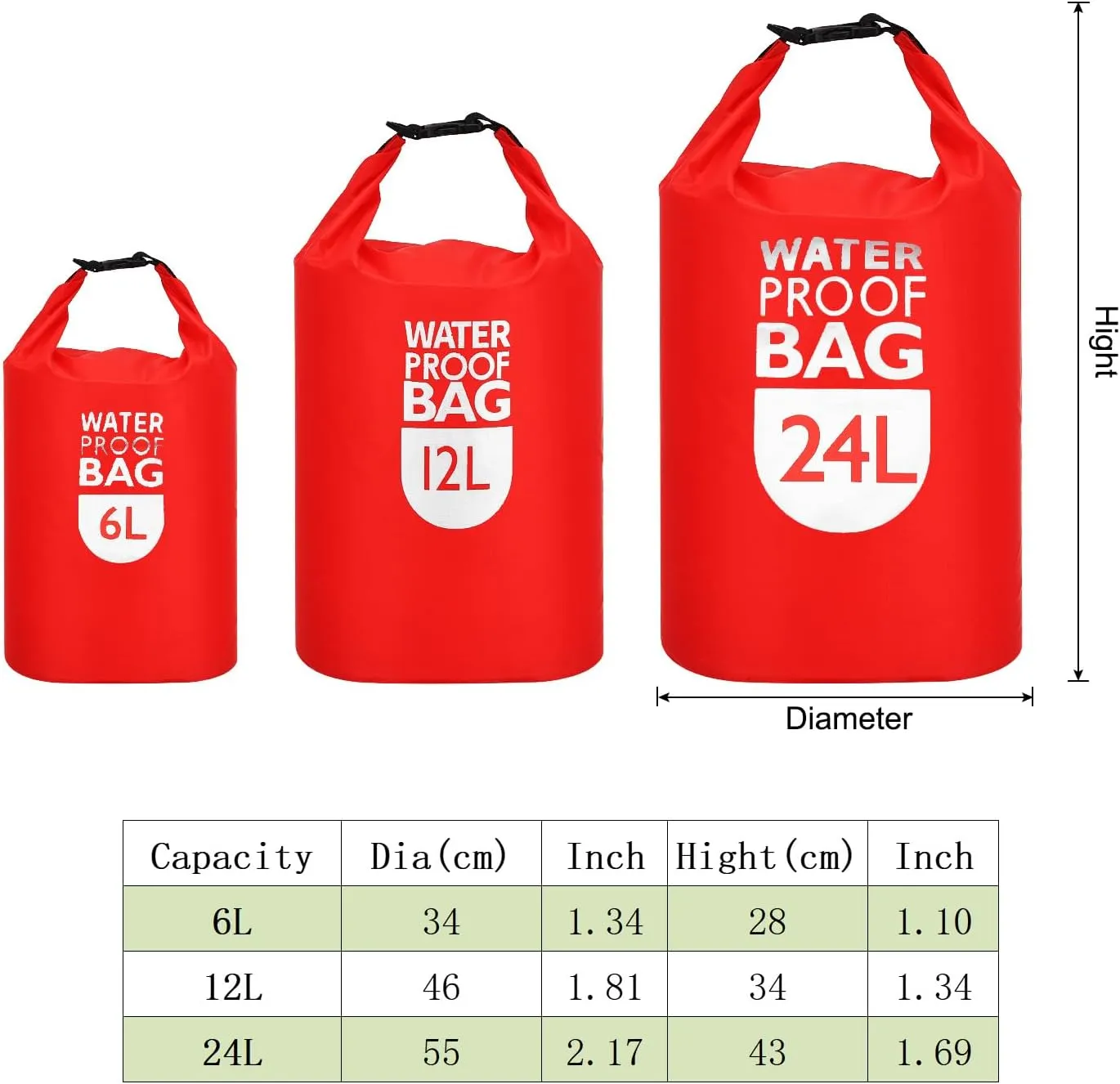 PATIKIL 6L Waterproof Dry Bags, 2 Pack Portable Dry Sack Roll Top Bag Lightweight Dry Storage Bag for Gym Kayaking Hiking Swimming Camping, Red