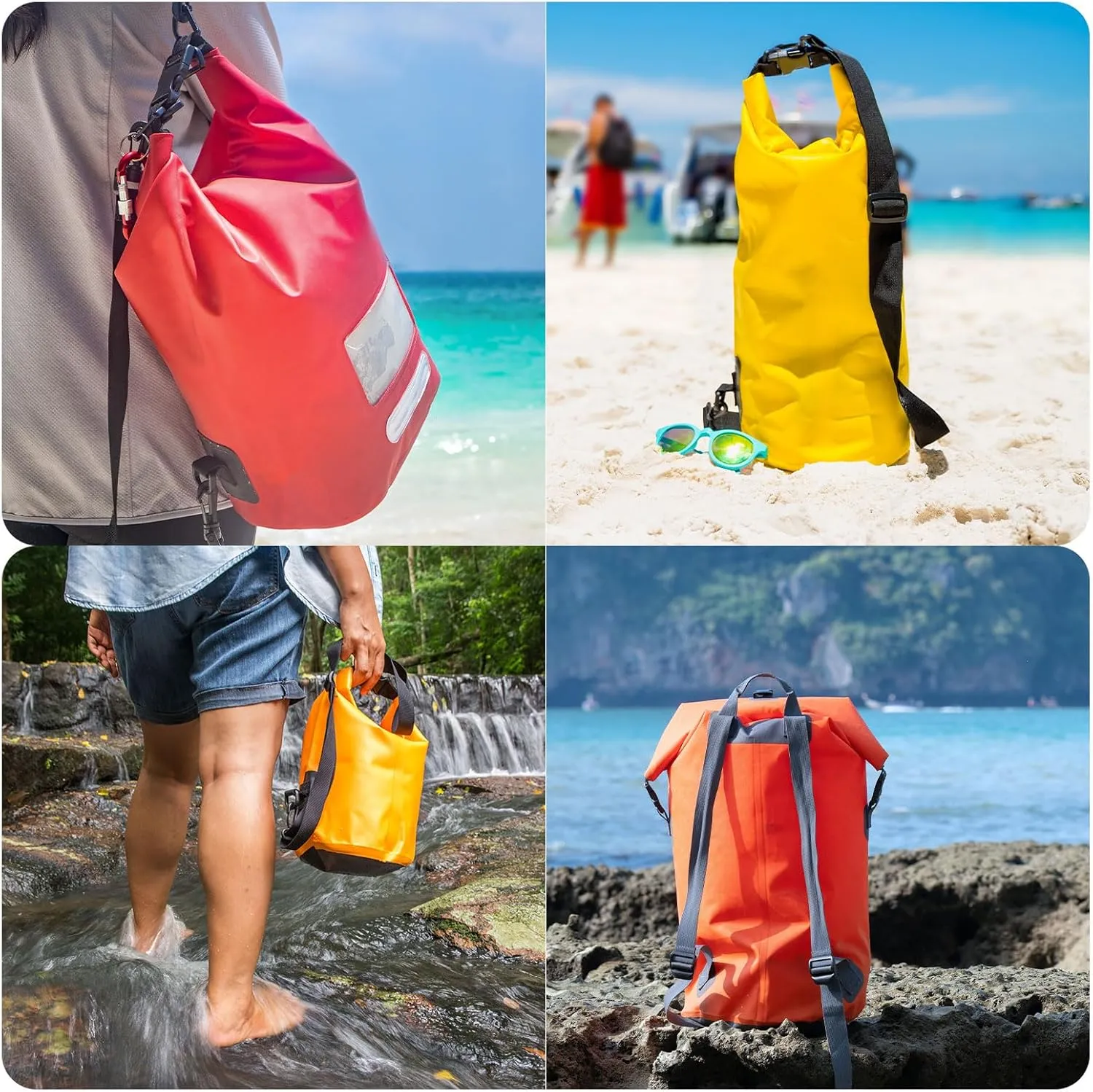 PATIKIL 6L Waterproof Dry Bags, 2 Pack Portable Dry Sack Roll Top Bag Lightweight Dry Storage Bag for Gym Kayaking Hiking Swimming Camping, Red