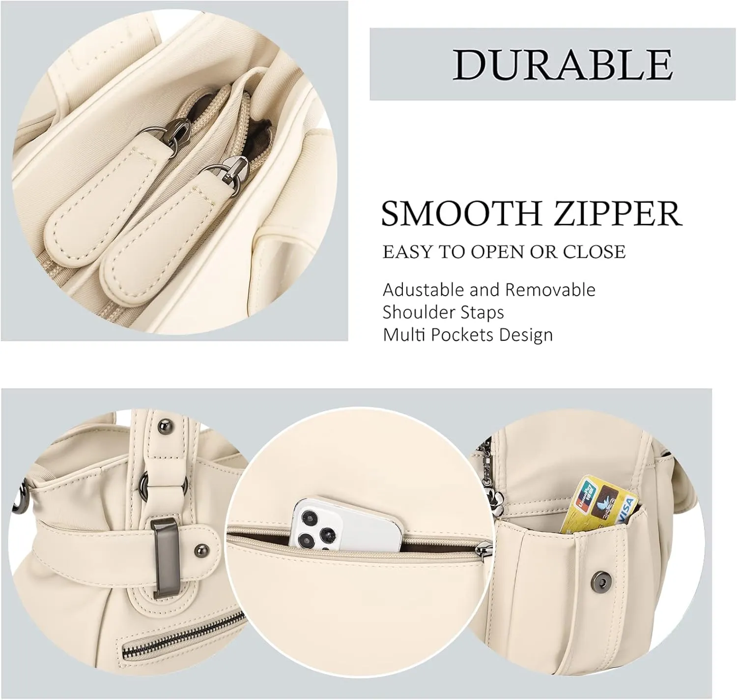 Purses and Handbags for Women Large Hobo Shoulder Bags Soft PU Leather Multi-Pocket Tote Bag