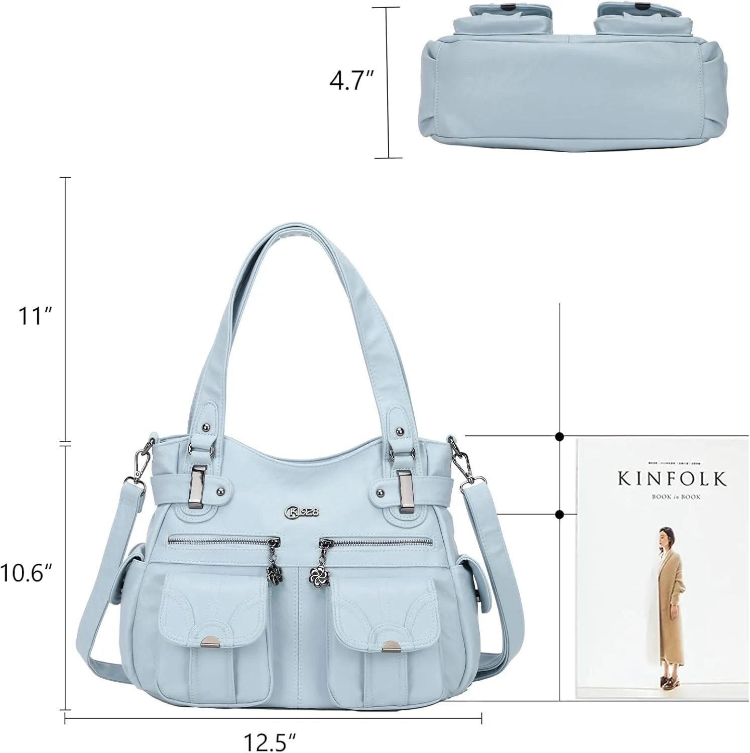 Purses and Handbags for Women Large Hobo Shoulder Bags Soft PU Leather Multi-Pocket Tote Bag