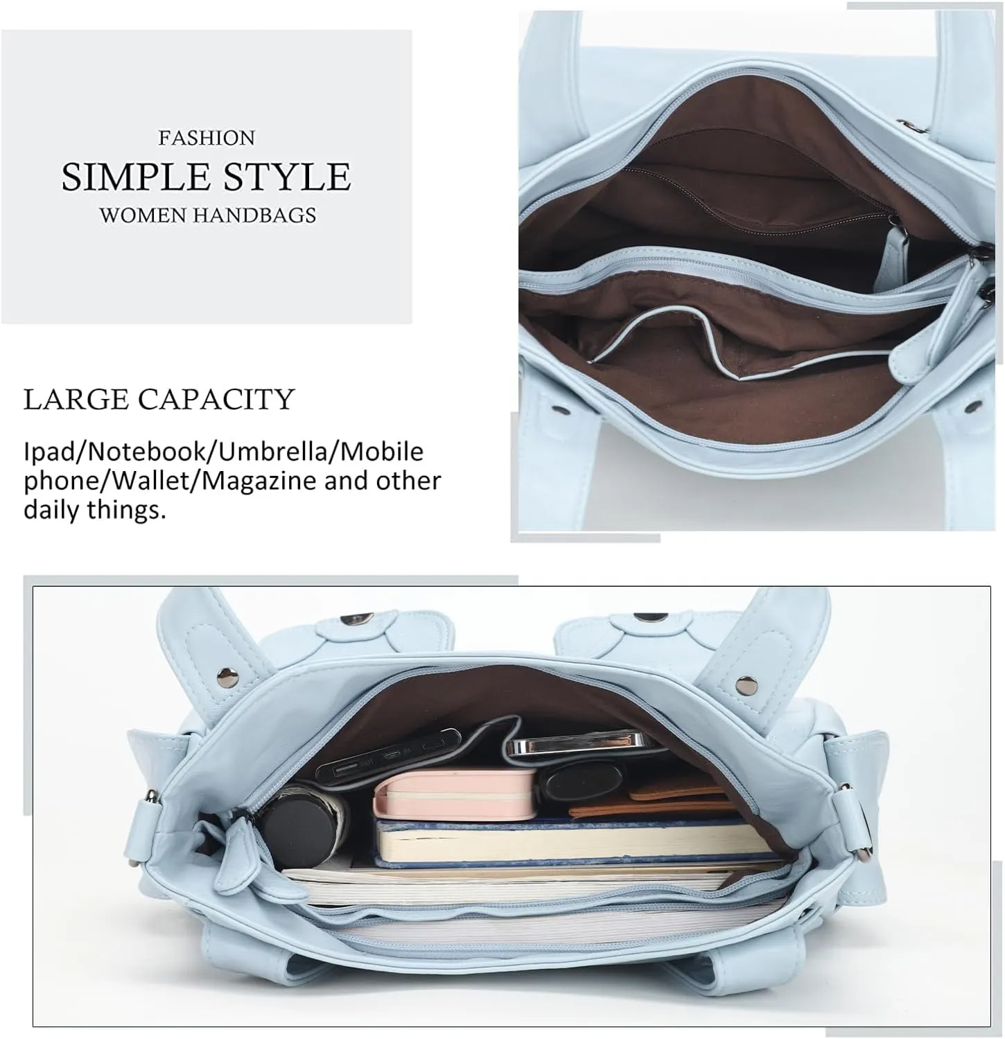 Purses and Handbags for Women Large Hobo Shoulder Bags Soft PU Leather Multi-Pocket Tote Bag