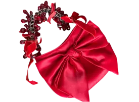 Red evening bag, bow clutch Billionaire, cocktail clutch 2000s vintage. Red wedding clutch