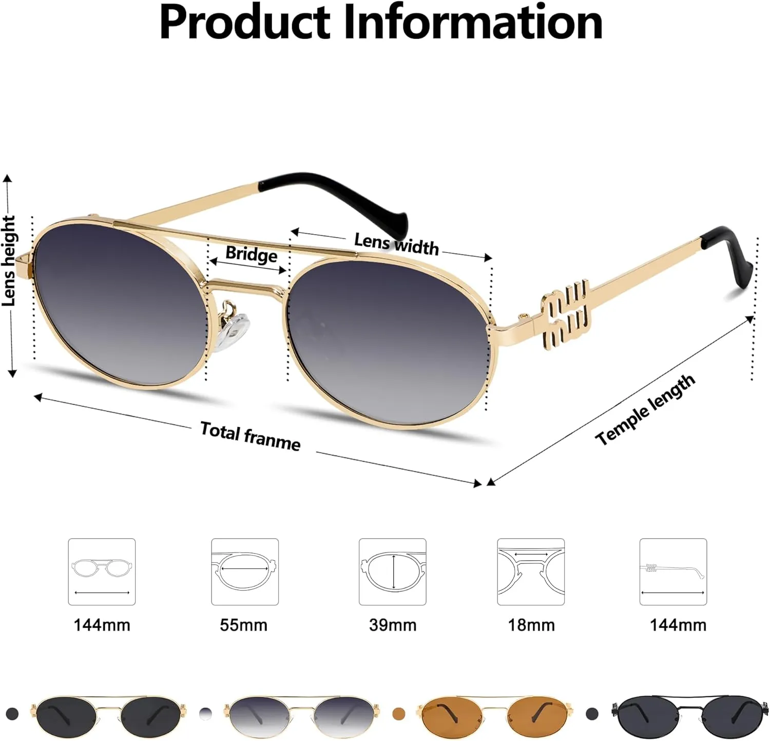 Retro Oval 90s Metal Sunglasses for Women, 2025 Trendy Chic Narrow Gold Sun Glasses Fashion Sunnies