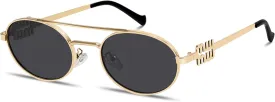 Retro Oval 90s Metal Sunglasses for Women, 2025 Trendy Chic Narrow Gold Sun Glasses Fashion Sunnies