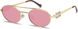 Retro Oval 90s Metal Sunglasses for Women, 2025 Trendy Chic Narrow Gold Sun Glasses Fashion Sunnies