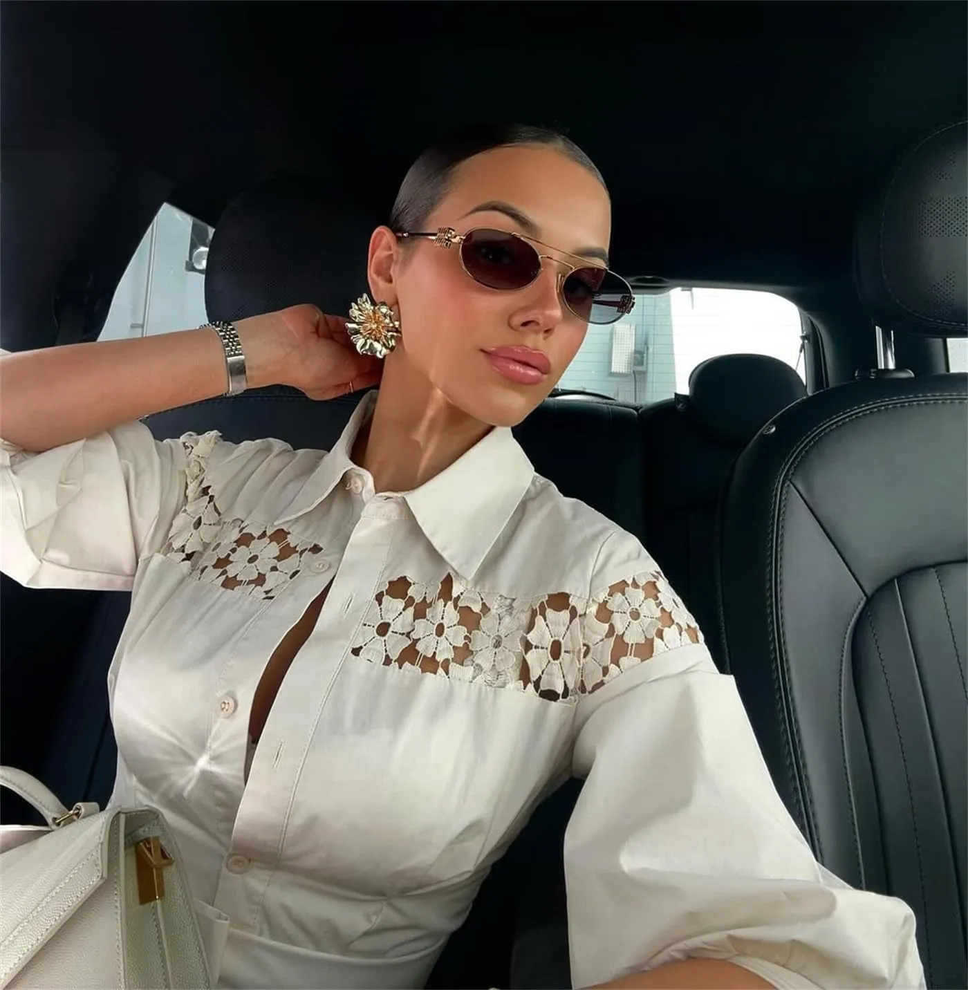 Retro Oval 90s Metal Sunglasses for Women, 2025 Trendy Chic Narrow Gold Sun Glasses Fashion Sunnies