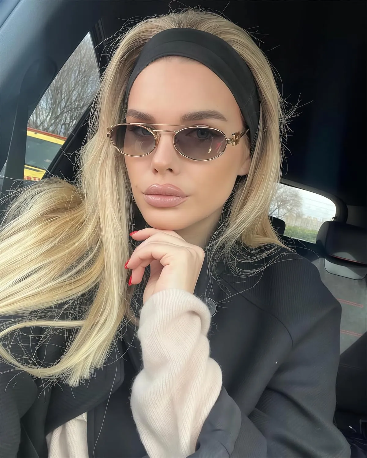 Retro Oval 90s Metal Sunglasses for Women, 2025 Trendy Chic Narrow Gold Sun Glasses Fashion Sunnies