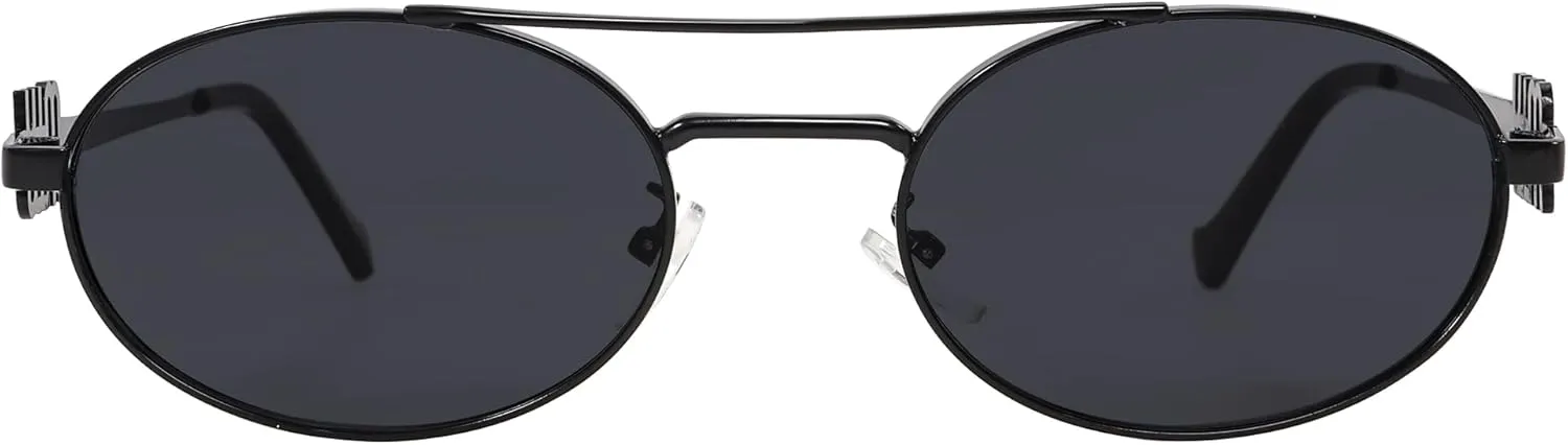 Retro Oval 90s Metal Sunglasses for Women, 2025 Trendy Chic Narrow Gold Sun Glasses Fashion Sunnies