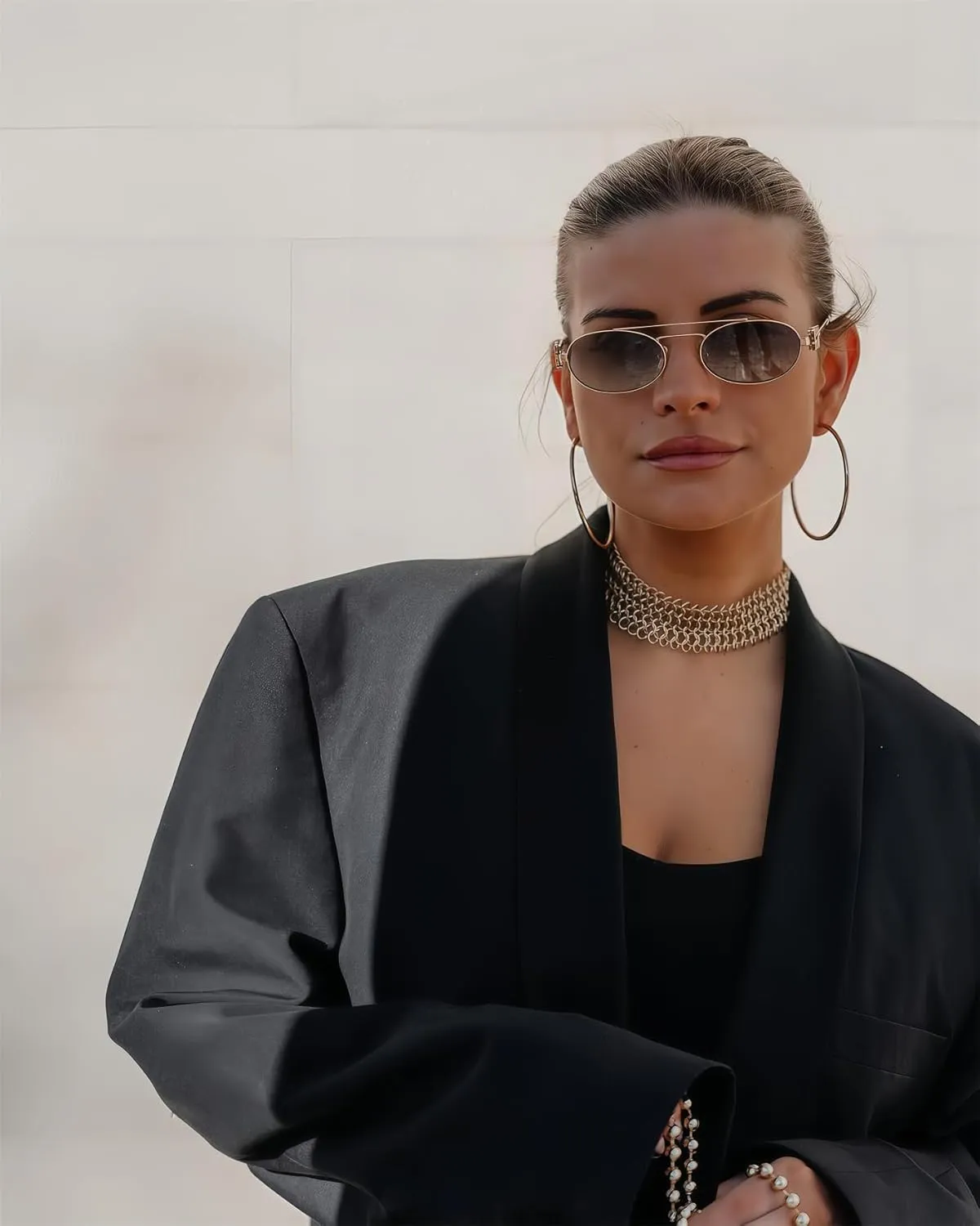 Retro Oval 90s Metal Sunglasses for Women, 2025 Trendy Chic Narrow Gold Sun Glasses Fashion Sunnies
