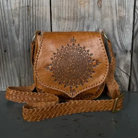 Retro Vibes Carved Leather Handbag