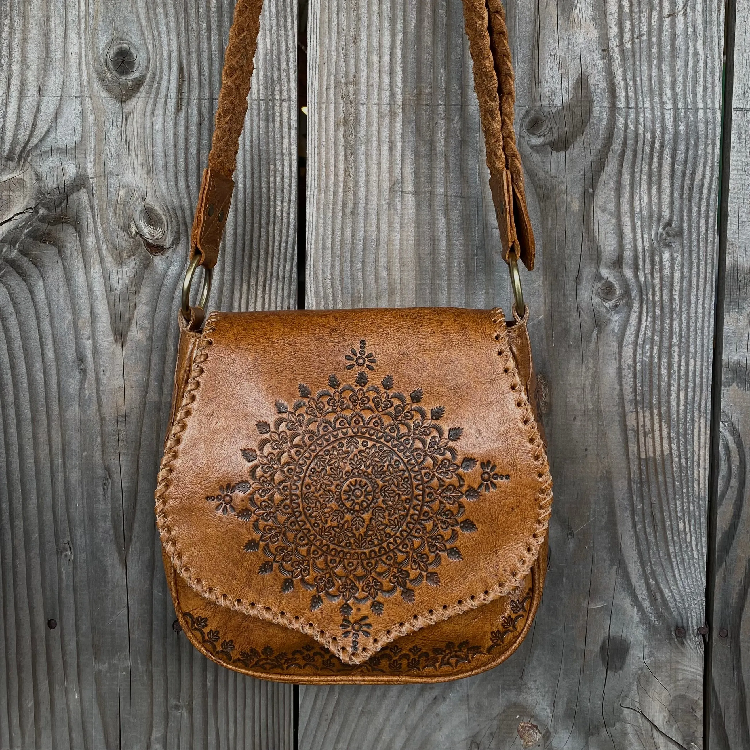 Retro Vibes Carved Leather Handbag