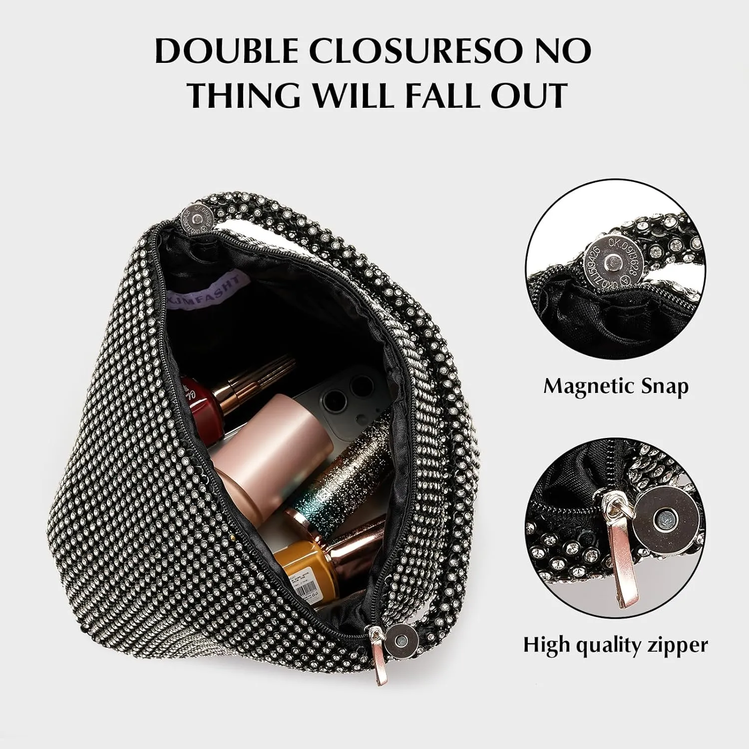 Rhinestone Clutch Purses Evening Handbags for Women's Vintage Elegant Triangle Purse for 1920s Party Wedding