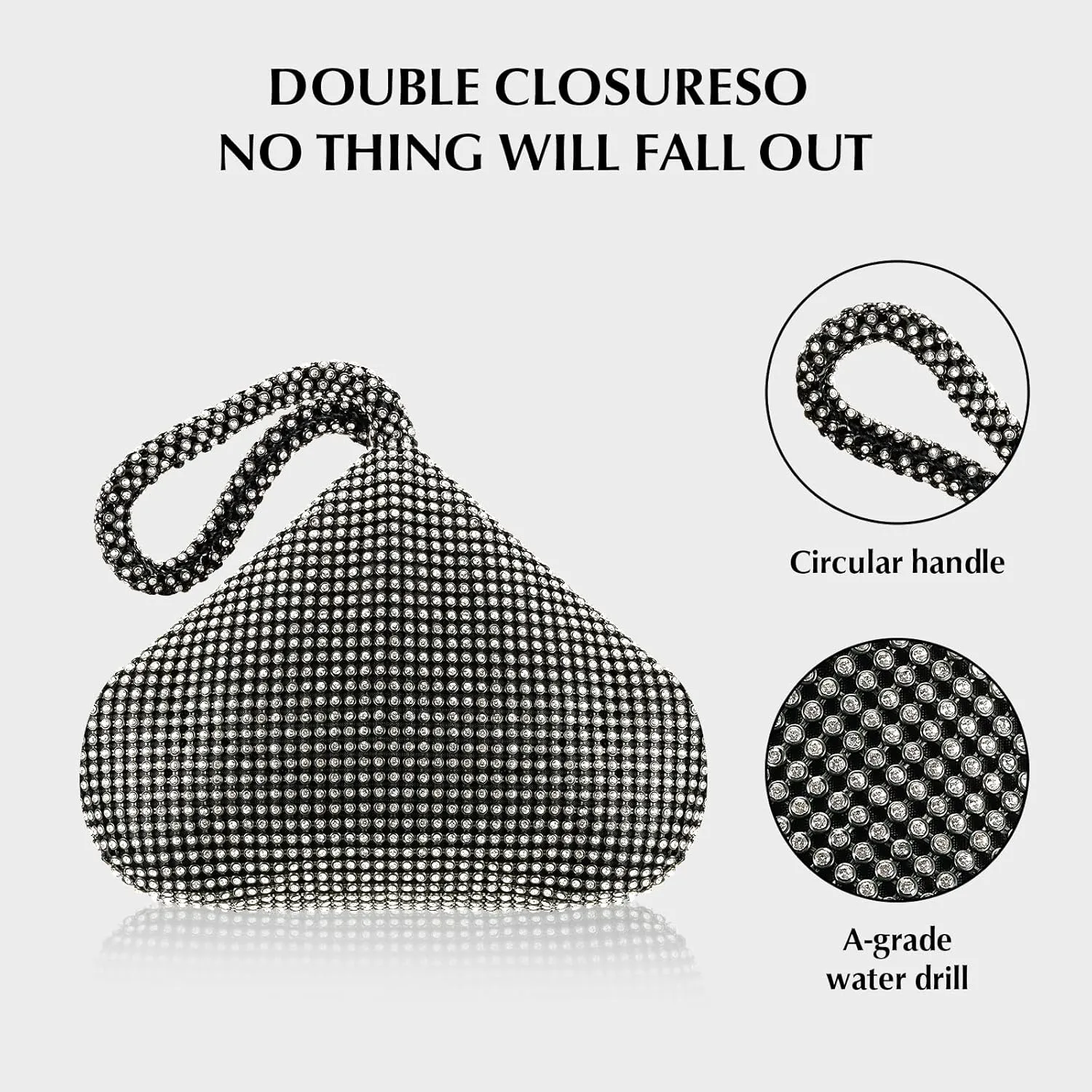 Rhinestone Clutch Purses Evening Handbags for Women's Vintage Elegant Triangle Purse for 1920s Party Wedding