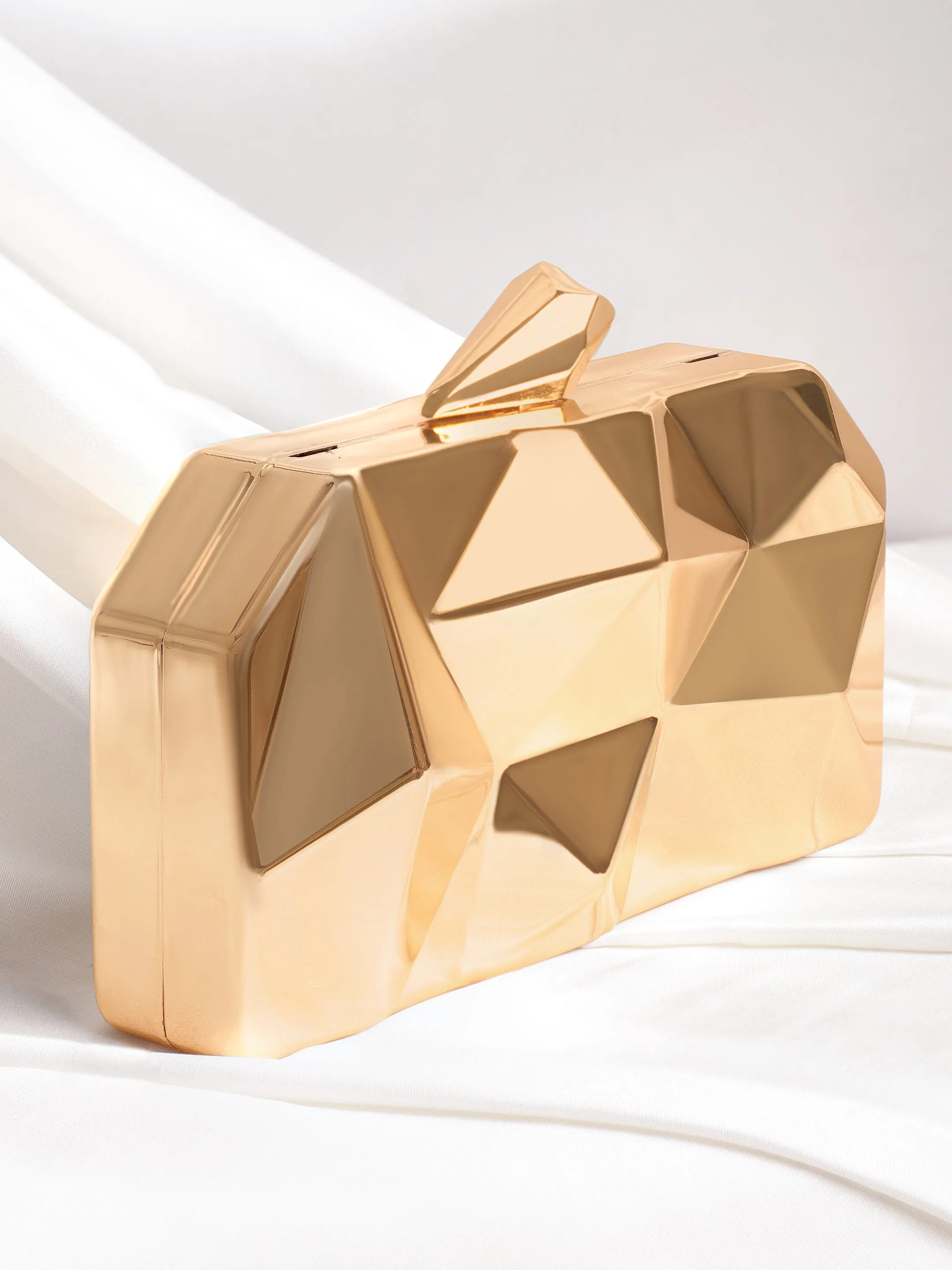 Rubans Rose Gold Crystal Jewel Lavish Clutch Handbag