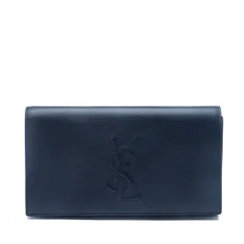 Saint Laurent Dark Blue Calfskin Monogram Large Belle De Jour Clutch