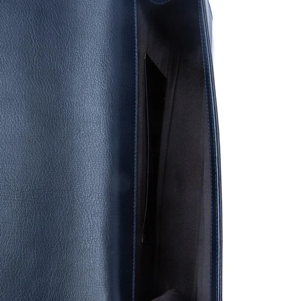 Saint Laurent Dark Blue Calfskin Monogram Large Belle De Jour Clutch