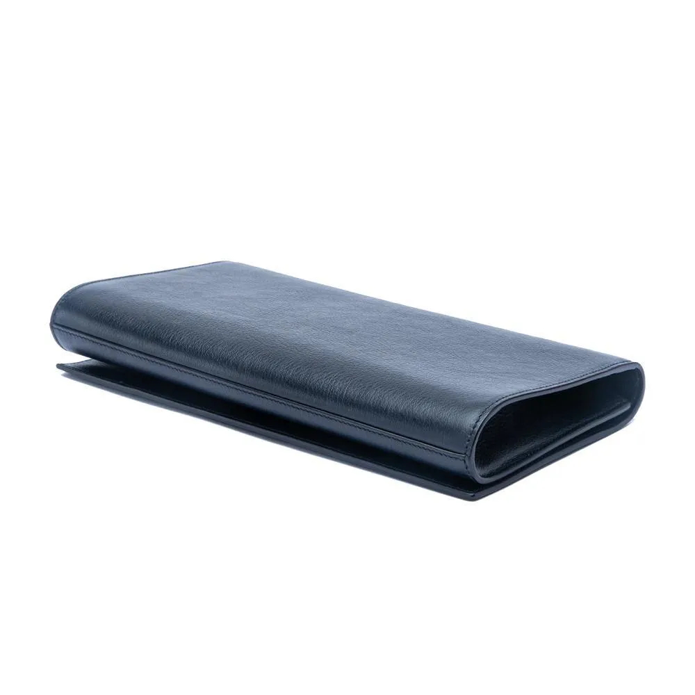 Saint Laurent Dark Blue Calfskin Monogram Large Belle De Jour Clutch