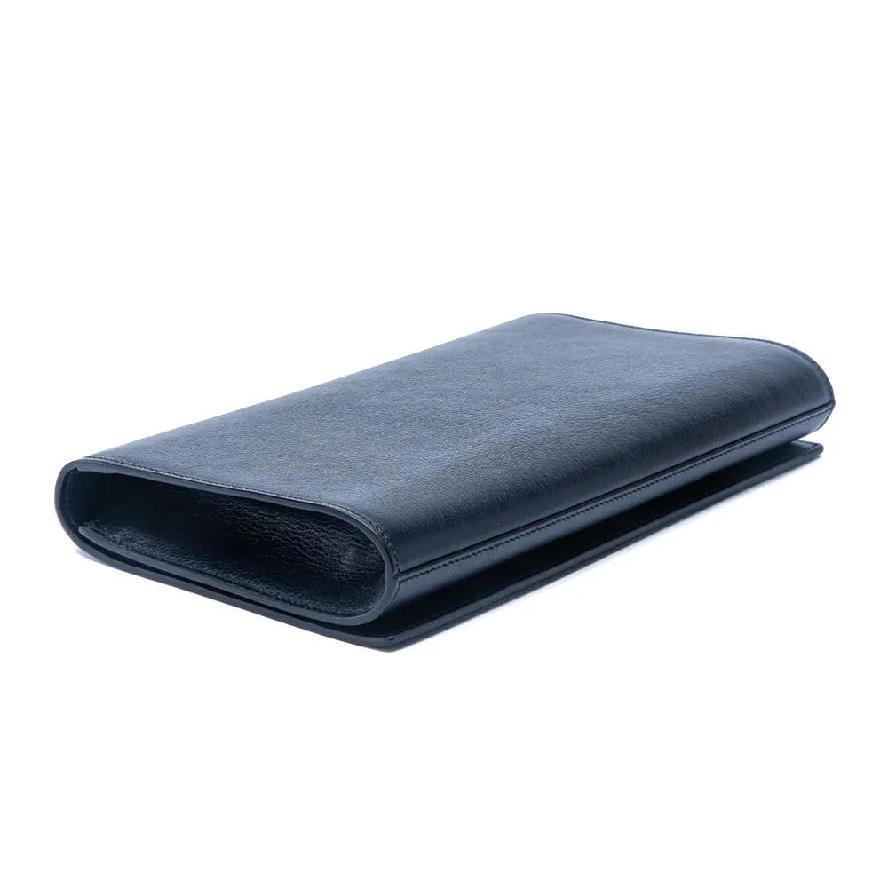 Saint Laurent Dark Blue Calfskin Monogram Large Belle De Jour Clutch