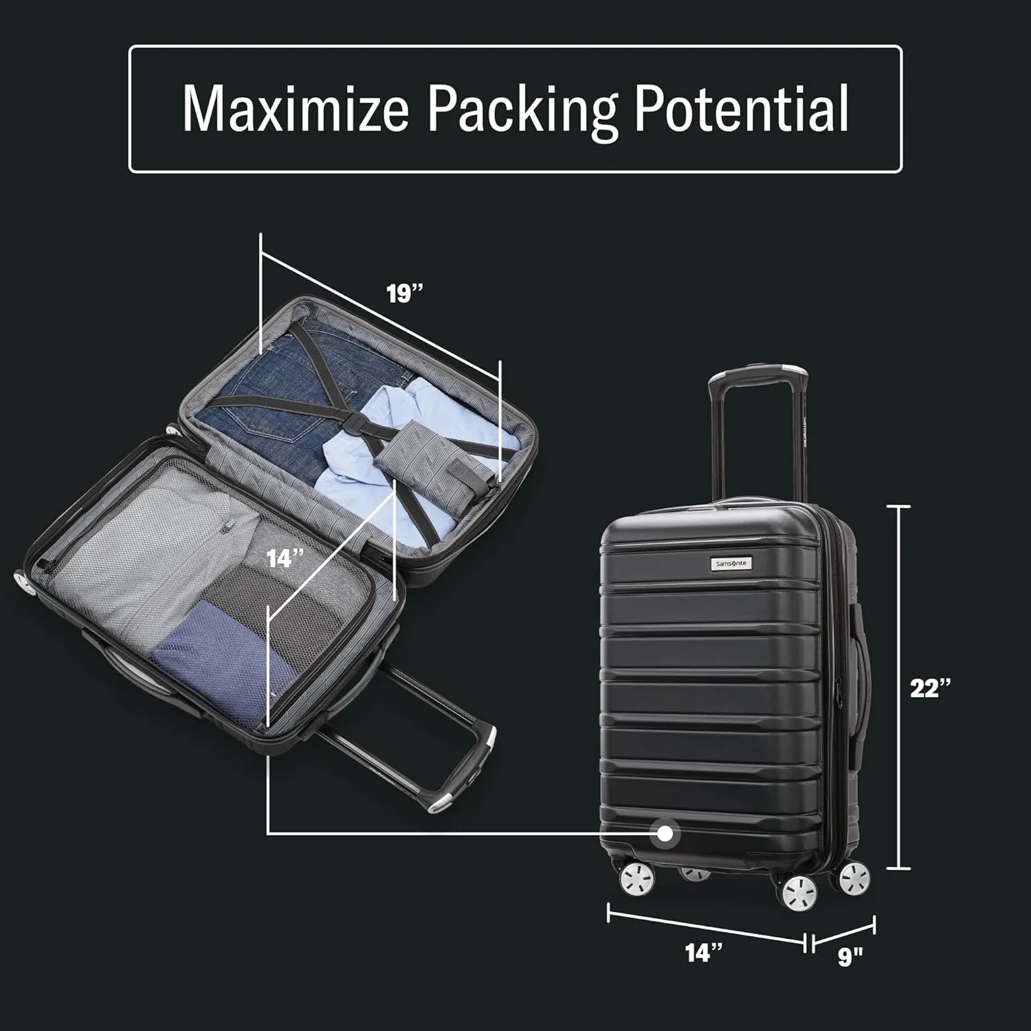 Samsonite Omni 2 Carry-On Hardside Luggage with 360 Spinner Wheels - Scratch Resistant Hardshell - TSA, Airline-Approved - Expandable Polycarbonate Shell for Lightweight Travel - Lagoon Blue