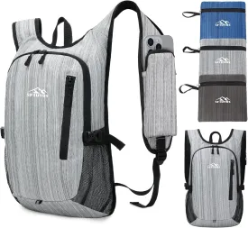 Small Hiking Backpack, 15L Lightweight Travel Backpack with Phone Pocket, Hiking Daypack for Women Men,Light Grey
