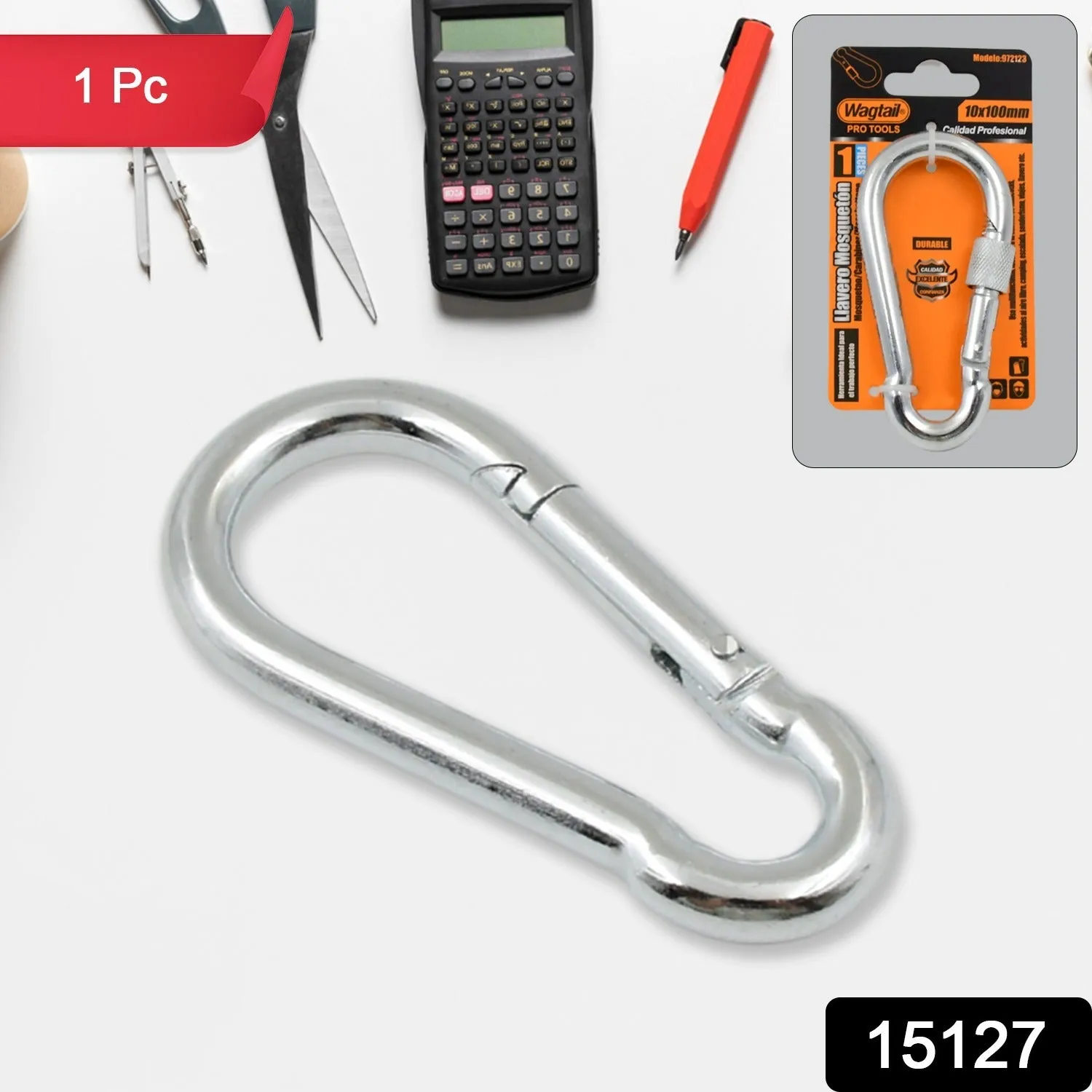 Snap Hook With Screw-Stainless Steel Snap Hook Clip Heavy Duty, Carabiner Clip (10×100 MM / 1 Pc)